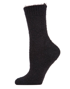 Теплые однотонные плюшевые женские носки для экипажа, черный Memoi