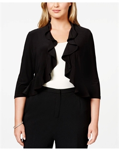 Плюс размер болеро с оборками, черный R&m richards