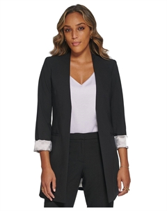 Женский блейзер с рукавами-рукавами и открытым передом, черный Calvin klein