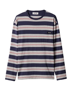 Футболка из хлопка с длинными рукавами, серый Miu miu