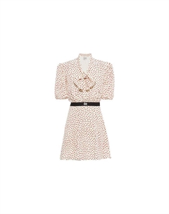 Платье с короткими рукавами женское желтое/красное Miu miu