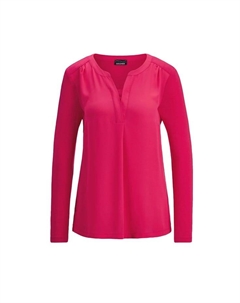 Короткий размер: блузка-рубашка с шифоновой вставкой, розовый Goldner