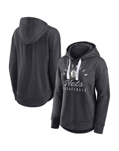 Женский пуловер с капюшоном с логотипом Heather Charcoal Brooklyn Nets Iconic Distribution Fanatics