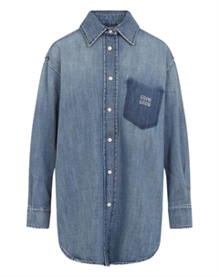 Футболка с нашивкой-логотипом, синий Miu miu