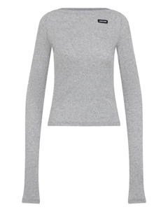 Футболка с нашивкой-логотипом, серый Miu miu