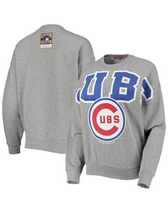 Женский легкий пуловер с логотипом Chicago Cubs Cooperstown Collection серого цвета, легкий пуловер Mitchell and ness