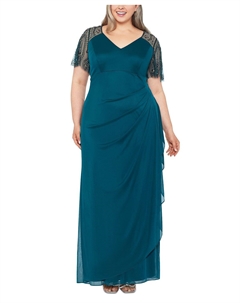 Прозрачное матовое трикотажное платье больших размеров с украшением Xscape