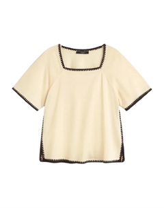 Блузка топ с квадратным вырезом и короткими рукавами, нейтральный Weekend max mara