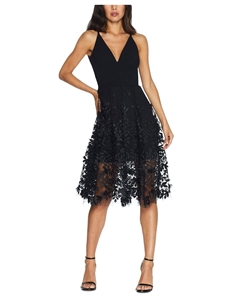 Платье darleen с глубоким v-образным вырезом и цветочной аппликацией, черный Dress the population