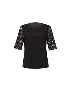 Короткий размер: рубашка с эффектным кружевом, черный Goldner
