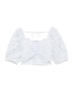 Блузка укороченный топ из цветочного кружева, синий Sandro