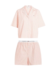 Короткие льняные шорты с логотипом на поясе, розовый Tommy hilfiger