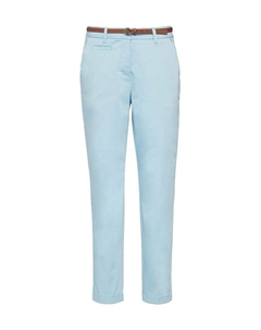 Брюки чинос облегающие с поясом простые, синий Comma,