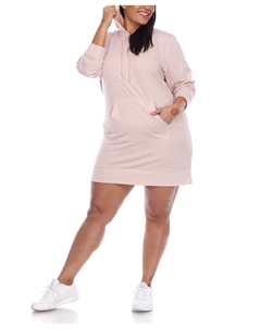 Женское платье-толстовка с капюшоном больших размеров, бежевый White mark