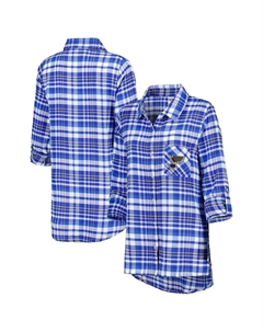 Женская синяя фланелевая ночная рубашка на пуговицах с рукавом три четверти St. Louis Blues Mainstay, синий Concepts sport