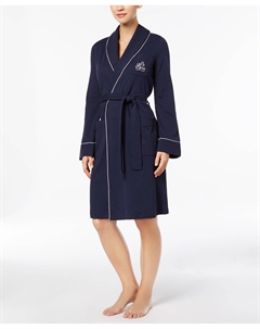 Короткий халат со стеганым воротником-шалью Lauren, синий Ralph lauren