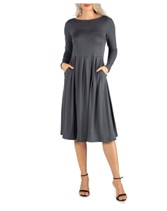 Женское платье миди с пышной юбкой и пышной юбкой, серый 24seven comfort apparel