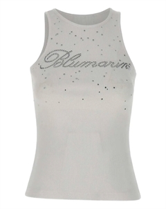 Майка с декорированным логотипом, белый Blumarine