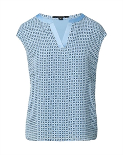 Футболка с разрезом на шее и рукавами-крылышками, синий Comma,