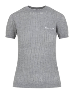 Футболка с логотипом -интарсия, серый Miu miu