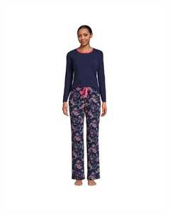 Женский трикотажной пижамный комплект из футболки и брюк с длинными рукавами Lands' end