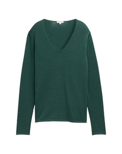 Вязаный свитер с V-образным вырезом, зеленый Tom tailor