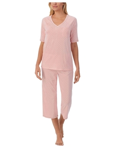 Пижамный комплект из топа с рукавами до локтя и капри с принтом Cuddl duds