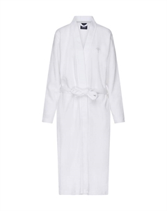 Пикейный халат с поясом-завязкой и вышивкой, белый Joop