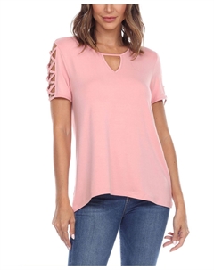 Женский топ с вырезом-капляйкой и короткими рукавами White mark