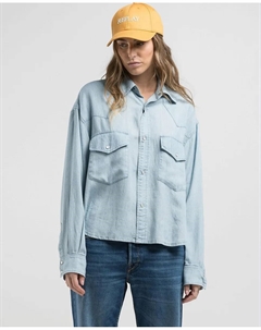 Женская джинсовая рубашка с длинным рукавом, синий Replay