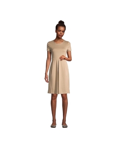 Школьная форма, женское платье из понте с короткими рукавами до колена, хаки Lands' end