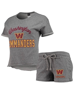 Женский серый комплект из футболки и шорт Washington Commanders Mainstream Tri-Blend для отдыха, серый Concepts sport