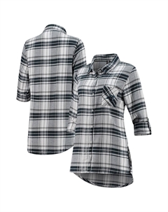 Женская темно-серая фланелевая ночная рубашка на пуговицах с длинным рукавом Carolina Panthers Accolade Concepts sport