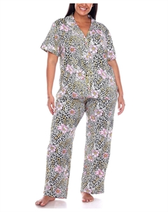 Плюс размер брюки с короткими рукавами тропический пижамный комплект, 2 предмета White mark