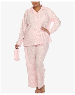 Пижамный комплект больших размеров, 3 предмета, розовый White mark