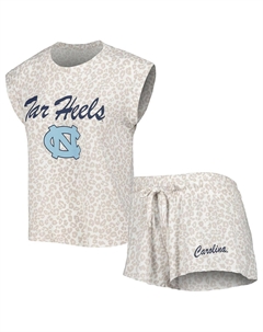 Женский кремовый комплект для сна с футболкой и шортами North Carolina Tar Heels Montana Concepts sport