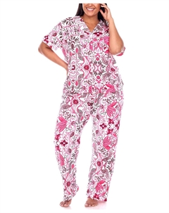 Плюс размер брюки с короткими рукавами тропический пижамный комплект, 2 предмета, мульти White mark