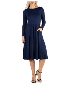 Женское платье миди с пышной юбкой и пышной юбкой, синий 24seven comfort apparel