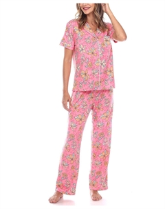 Женские брюки с короткими рукавами, тропический пижамный комплект, 2 предмета, мульти White mark
