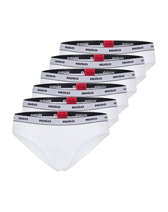 Трусы 6 шт. в упаковке - нижнее белье в полоску из хлопка с логотипом однотонные, белый Hugo