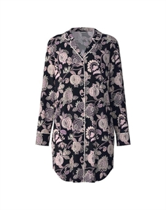 Ночная рубашка с длинными рукавами из тенселя модала и шелка лунные сны, черный Calida