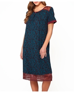 Женская рубашка для сна с принтом под зебру, кружевной отделкой и бантом Icollection