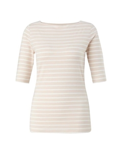 Рубашка с коротким рукавом и вырезом-лодочкой, коричневый Comma,