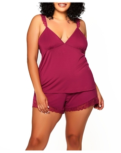 Короткий комплект на бретельках Josie Modal больших размеров с кружевной отделкой, комплект из 2 предметов Icollection