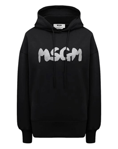 Толстовка с капюшоном из хлопка с логотипом, черный Msgm