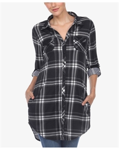 Женская рубашка-туника в клетку, черный White mark