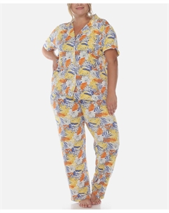 Плюс размер пижамный комплект из 2 предметов с тропическим принтом, мульти White mark