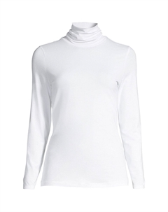 Женская легкая водолазка с длинными рукавами для миниатюрных размеров, белый Lands' end