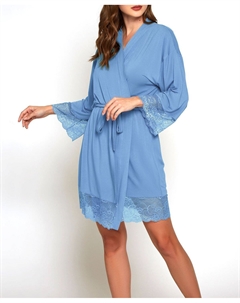 Женский халат olivia из мягкого вискозного белья с запахом, светло-синий Icollection