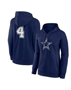 Женская брендовая толстовка с капюшоном и темно-синим пуловером с v-образным вырезом и v-образным вырезом с логотипом Dak Prescott Dallas Cowboys Player Icon, темно-синий Fanatics